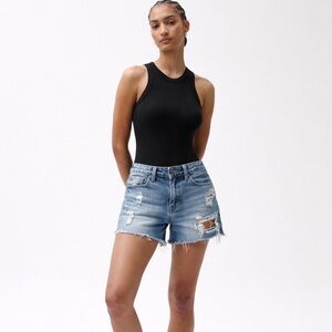 pistola Light Blue Distressed Denim Shorts